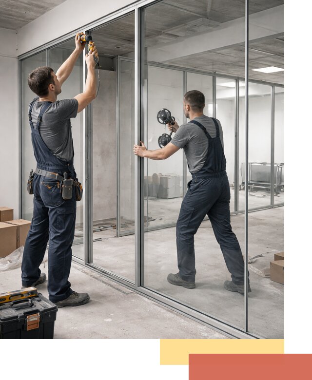 Алюминиевые перегородки со стеклом в Узловой — изготовление и монтаж