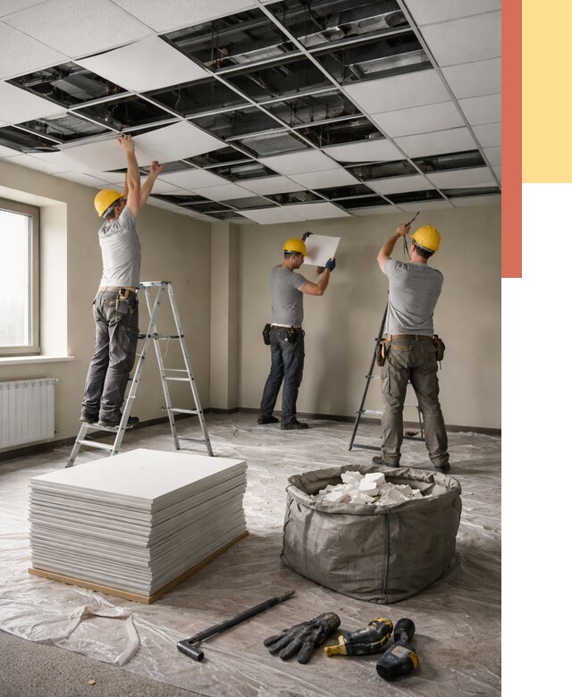 Демонтаж потолка Армстронг в Узловой от 4583 руб. быстро и недорого | ОТДЕЛОЧНИК-Злв