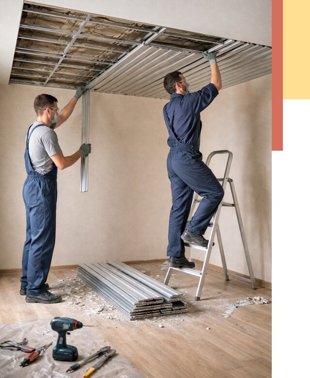 Демонтаж реечного потолка в Узловой от 4583 руб. быстро и недорого | ОТДЕЛОЧНИК-Злв