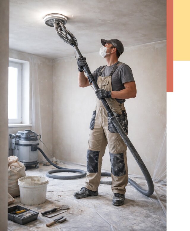 Шлифовка потолка в Узловой от 3565 руб. — услуги шлифования потолка | ОТДЕЛОЧНИК-Злв