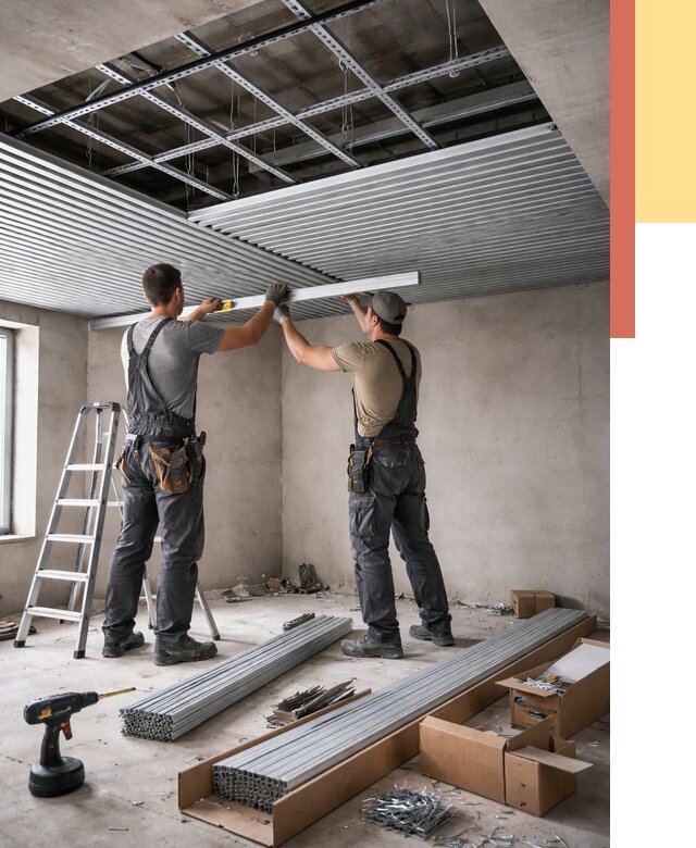 Монтаж реечного потолка в Узловой от 4583 руб. под ключ | ОТДЕЛОЧНИК-Злв