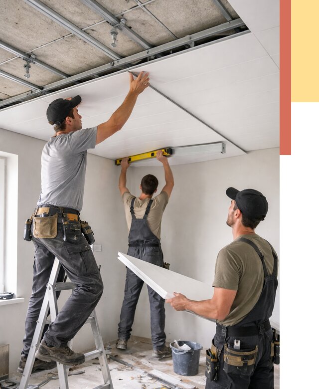 Монтаж потолка из ПВХ панелей в Узловой от 3565 руб./м2 — быстро и недорого | ОТДЕЛОЧНИК-Злв