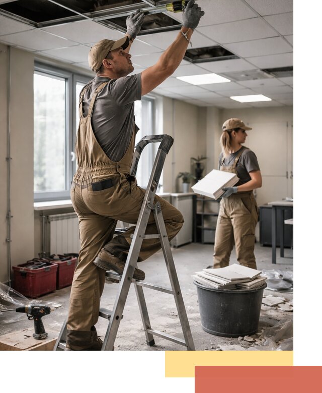 Ремонт потолка Армстронг и замена плит в Узловой