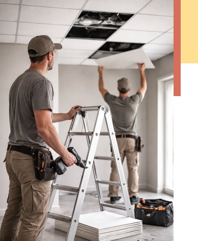 Обслуживание подвесного потолка в Узловой от 3565 руб. — быстро и недорого | ОТДЕЛОЧНИК-Злв