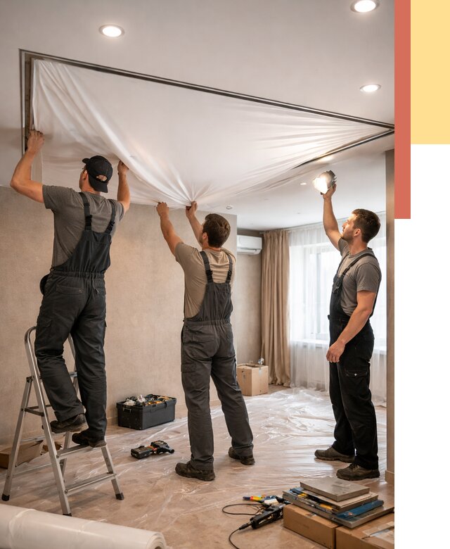 Монтаж ПВХ натяжного потолка в Узловой от 3565 руб. под ключ | ОТДЕЛОЧНИК-Злв