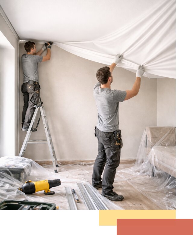 Монтаж тканевого натяжного потолка в Узловой недорого и быстро