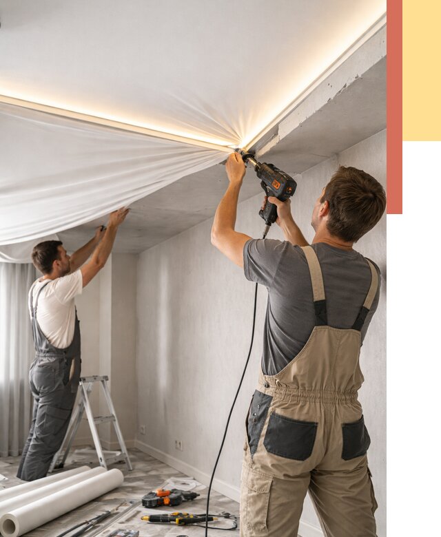 Монтаж натяжного потолка с подсветкой в Узловой от 968 руб. | ОТДЕЛОЧНИК-Злв