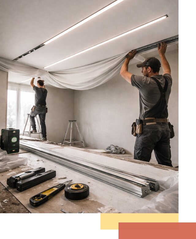 Монтаж натяжных потолков со световыми линиями в Узловой