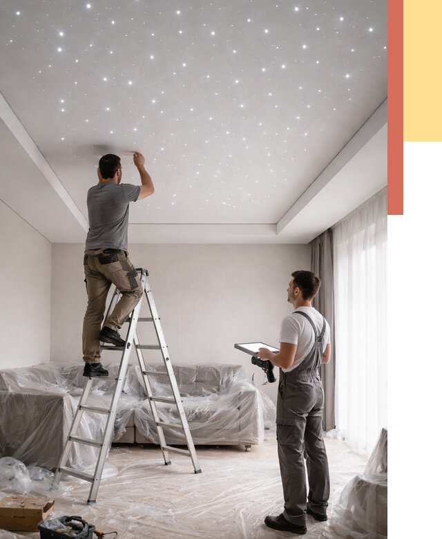 Монтаж натяжного потолка «звездное небо» в Узловой от 6620 руб. | ОТДЕЛОЧНИК-Злв