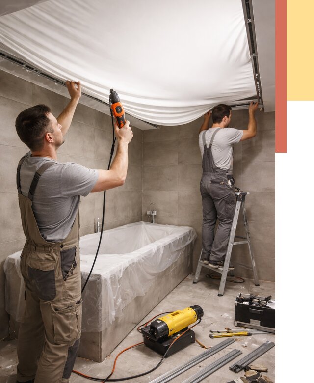 Монтаж натяжного потолка в ванной в Узловой от 1222 руб. под ключ | ОТДЕЛОЧНИК-Злв