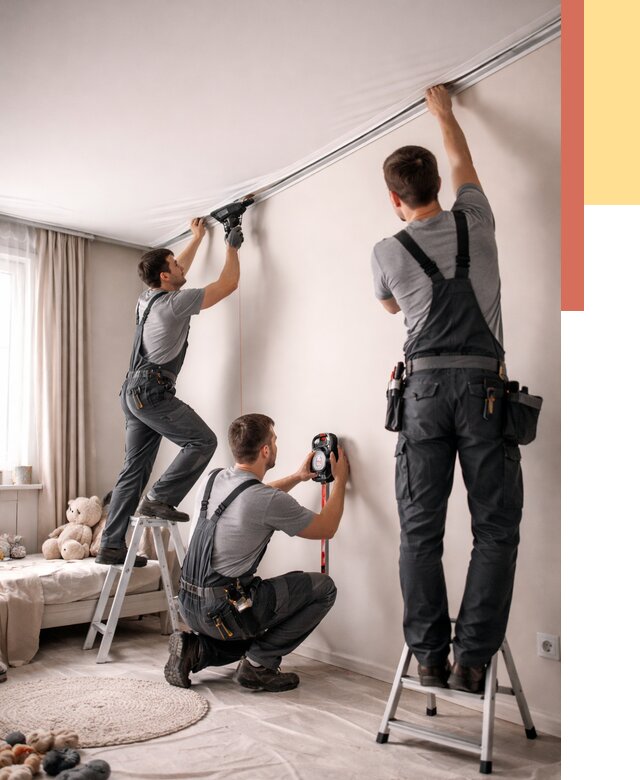 Монтаж натяжного потолка в детской в Узловой от 3565 руб. — быстро и недорого | ОТДЕЛОЧНИК-Злв