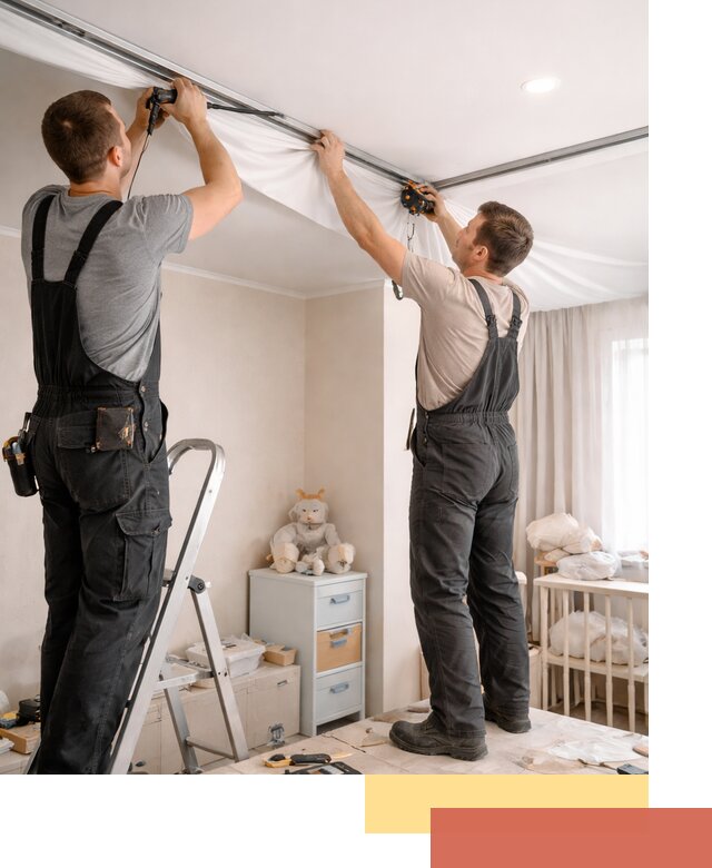 Монтаж натяжного потолка в детской комнате в Узловой