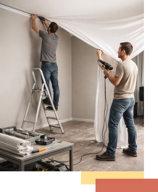 Монтаж натяжного потолка в студии в Узловой