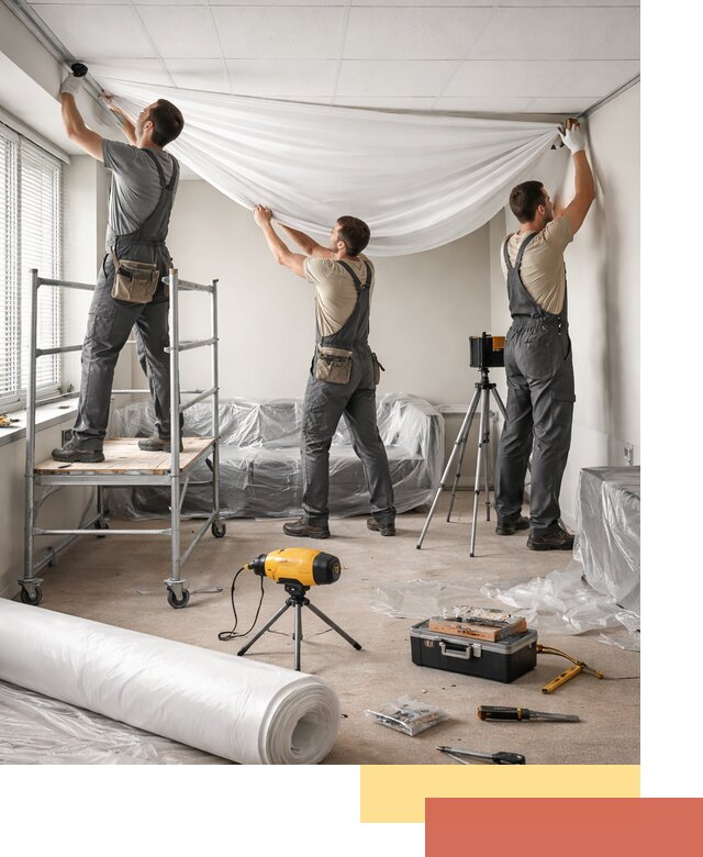 Монтаж натяжного потолка в офисе в Узловой