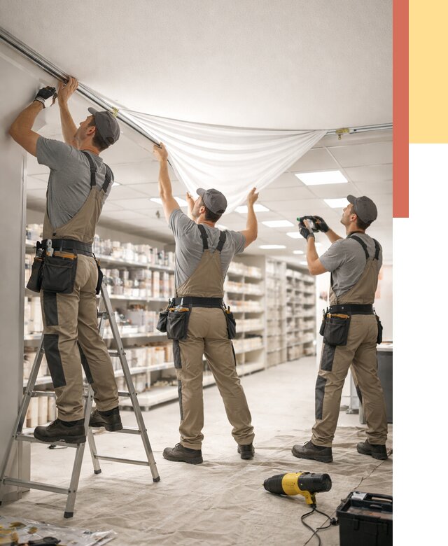 Монтаж натяжного потолка в магазине в Узловой от 4583 руб. быстро и недорого | ОТДЕЛОЧНИК-Злв