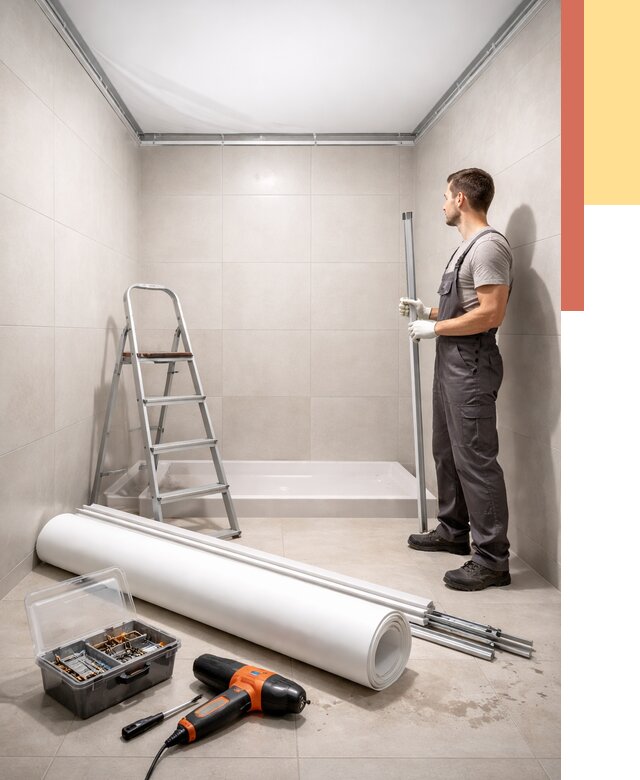 Монтаж натяжного потолка в санузле в Узловой от 1884 руб. — ОТДЕЛОЧНИК-Злв