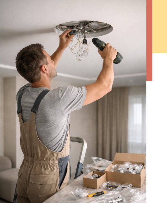 Установка люстры в натяжной потолок в Узловой от 1222 руб. | Быстро и недорого — ОТДЕЛОЧНИК-Злв