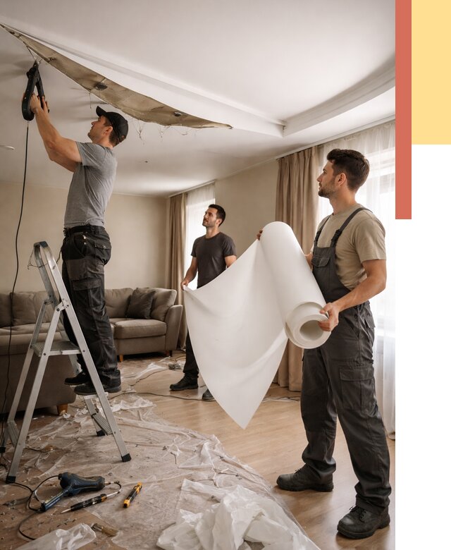 Замена полотна натяжного потолка в Узловой от 9676 руб. быстро и недорого | ОТДЕЛОЧНИК-Злв