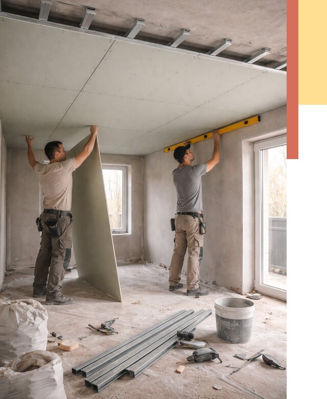 Одноуровневый потолок из гипсокартона в Узловой от 764 руб. — монтаж под ключ | ОТДЕЛОЧНИК-Злв