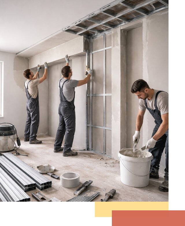 Монтаж потолка из гипсокартона с нишей в Узловой