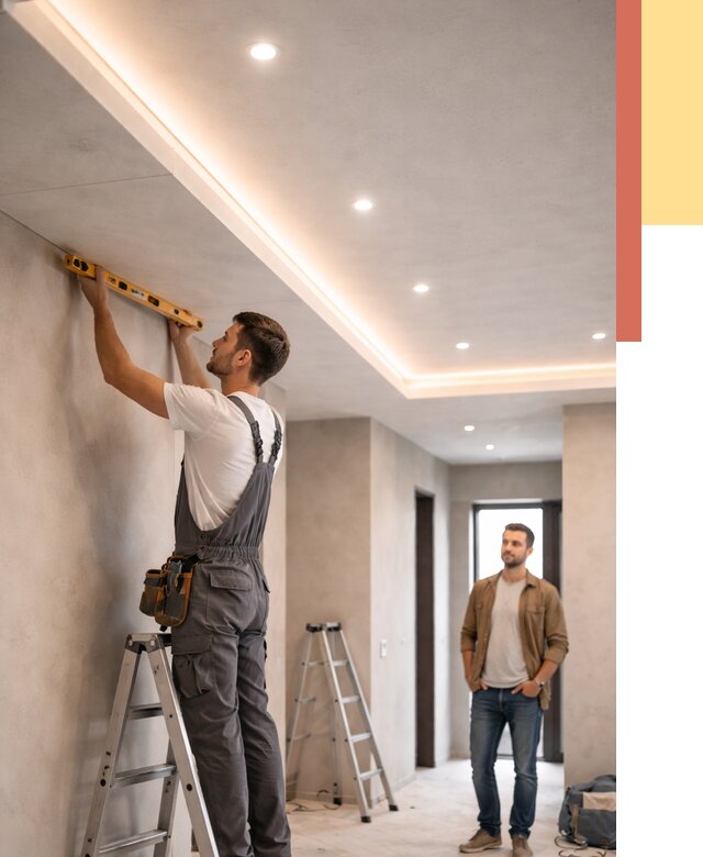 Потолок из гипсокартона с подсветкой в Узловой от 764 руб./м2 под ключ | ОТДЕЛОЧНИК-Злв