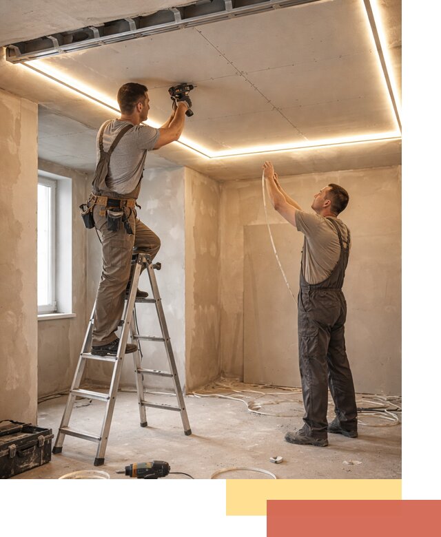 Потолок из гипсокартона с подсветкой в Узловой