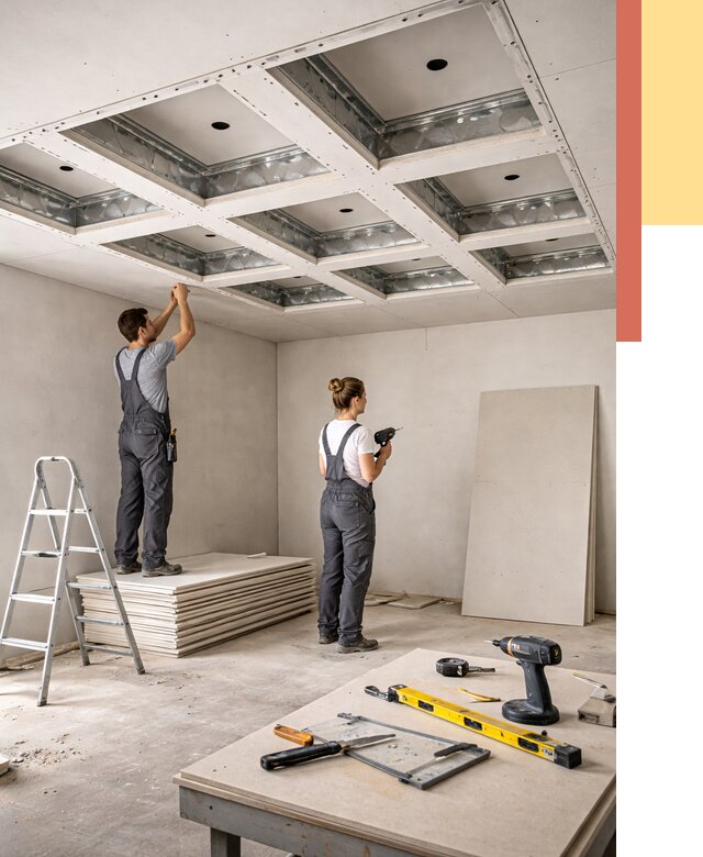 Кессонный потолок из гипсокартона в Узловой от 1884 руб. — монтаж и под ключ | ОТДЕЛОЧНИК-Злв