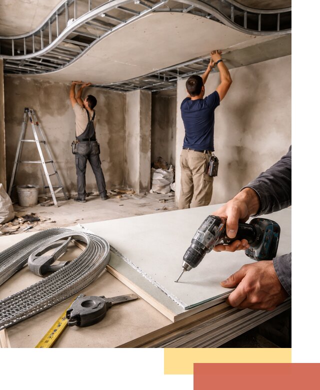 Криволинейный потолок из гипсокартона в Узловой — монтаж и отделка