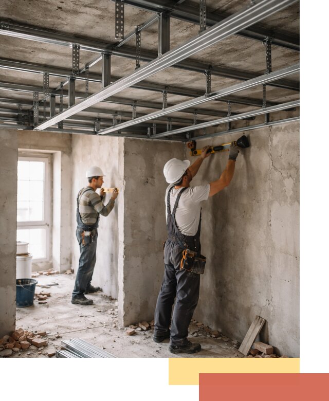 Монтаж каркаса потолка из профильного профиля в Узловой