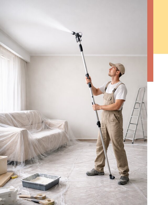 Покраска потолка краскопультом в Узловой от 4583 руб. быстро и недорого | ОТДЕЛОЧНИК-Злв