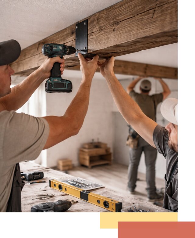 Монтаж декоративных потолочных балок в Узловой